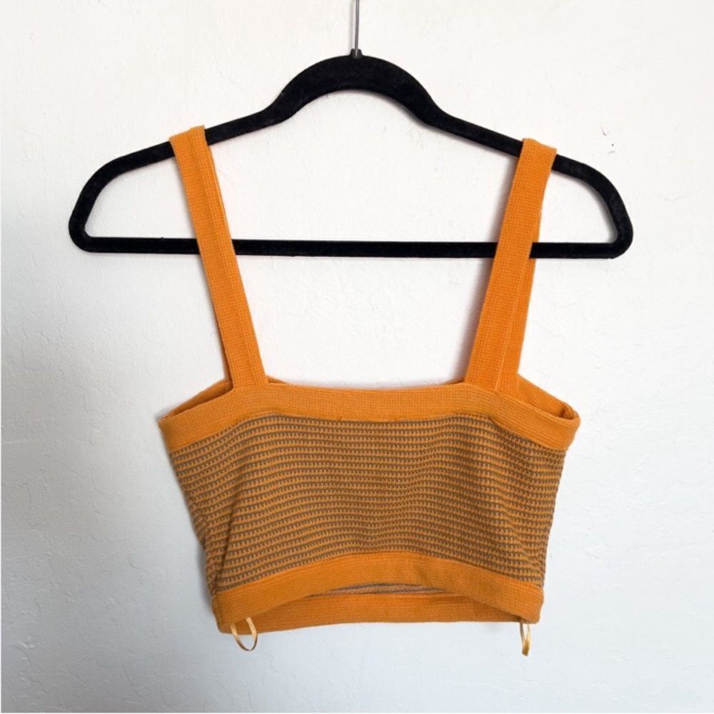 ZARA Sweater Knit Crop Tank Top Medium Orange Tan Y2k 2000s Boho - Picture 3 of 4